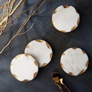 Handcrafted Wood Decorative <b>Mirror</b> with <b>Gold</b> Leaf Accents 5mm Thickness Luxury <b>Round</b> Barware Gift - Product Image 2