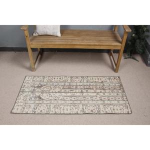 Tapis turc 2x4,3 pieds, tapis vintage, tapis camouflage blanc en laine - Product Image 3