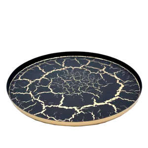 Assiette de service décorative en métal doré brillant, assiettes de présentation de qualité supérieure pour les mariages, les fêtes et les cadeaux - Product Image 3