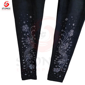 Women's High Waist Western Style <b>Rhinestone</b> Stretchy <b>Legging</b> Daily Use Fancy With Pockets With Quick Dry Feature - Product Image 1