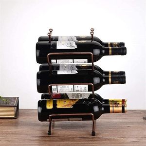 Estante para Vinos Creativo y Minimalista, Decoración de Arte en Hierro para el Hogar, Mueble para Vinos de Acero y Madera, Exhibidor de Mesa, Soporte Metálico - Product Image 1