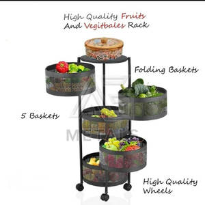 Multi Tier <b>Metal</b> Fruit and Vegetable Rack <b>for</b> Kitchen Storage Freestanding Adjustable Organizer with Easy Access Design - Product Image 3