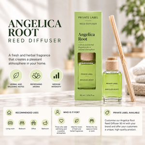Diffuseur de parfum à la racine d'angélique en marque privée 90ml OEM |   Parfum d'ambiance balsamique aux herbes |   Fabriqué en Espagne UE - Product Image 3