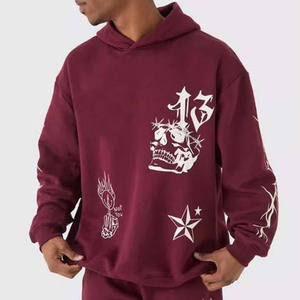 Costume de jogging personnalisé pour hommes, deux pièces, en coton et polyester, tenue de sport avec capuche, motif solide DTF/DTG, sublimation strass - Product Image 5