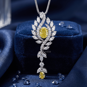 Collier pendentif floral en diamant jaune cultivé en laboratoire, coupe marquise, poire, ovale, bijoux fins élégants et luxueux, cadeau pour femme - Product Image 6