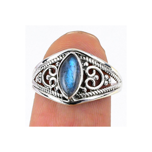 Anillos finos de plata de ley sólida 925, piedras preciosas de labradorita de alta calidad, venta al por mayor, OEM, compromiso de boda, piedra natal, San Valentín - Product Image 1