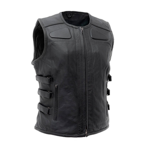 OEM 2025 Gilet en cuir de vachette noir de haute qualité pour hommes Gilet de moto chauffant d'hiver de grande taille avec poches latérales quantité minimale de commande bas - Product Image 6