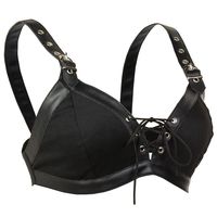 Cuir noir et coton à lacets Push Up Bralet femmes Sexy Corsets gothique Punk soutien-gorge Lingerie boîte de nuit fête haut court