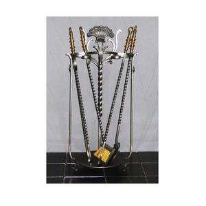 Antique style brass <b>fire</b> <b>tool</b> sets with polished surfaces and classic lines designed for Victorian interior fireplaces - Product Image 4