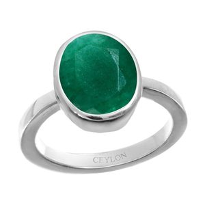 Certified Natural <b>Emerald</b> Panna Gemstone <b>Rings</b> for Gift with Bezel Setting Inlay Technology - Product Image 1