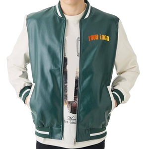 Conception de qualité personnalisée Bomber PU Varsity Jacket Hommes Broderie Baseball Letterman Vestes en cuir Varsity pour hommes - Product Image 1