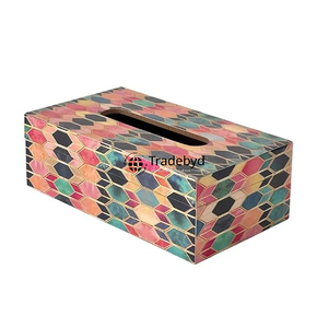 Porte-mouchoirs en rotin de qualité supérieure, écologique, à motif carré, pour table ou comptoir, Tradebyd - Product Image 4