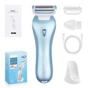 Afeitadora Eléctrica Indolora para Mujer, Inalámbrica, Recargable, Uso en Seco/Húmedo, Luz LED, Doble Cuchilla para Rostro, Piernas, Bikini, Axilas, Resistente al Agua IPX7 - Product Image 1