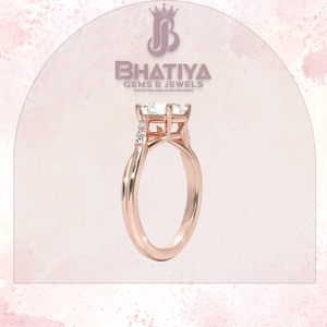 Ascher Cut 1-3 CT Solitaire Diseño de tres piedras Regalo de Navidad para mujeres Chemise Anillo de compromiso de diamantes de oro blanco de 18 quilates - Product Image 4