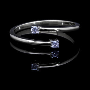 แหวนบายพาสทอง14K พร้อม0.08CTW กลมเพชรตัดสดใสการตั้งค่าสี่ง่ามแบบคลาสสิกทุกวัน - Product Image 2