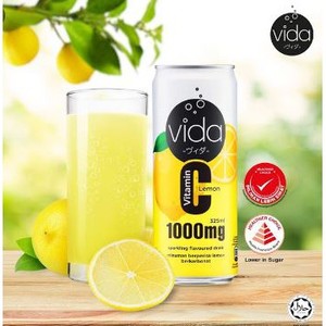 Vida <b>C</b> Halal Certified Malaysia Quench Thirst Sparkling Lemon Soda Fruity Carbonated Vitamin <b>C</b> Low-Fat 325ml Drink - Product Image 5