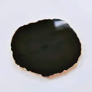 High Quality <b>Black</b> Stone <b>Coaster</b> for Home Kitchen Round Coffee Cup Mat Pads Tray Placemat Made of Resin New Design - Product Image 1