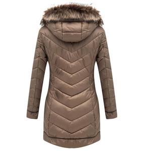 Veste matelassée en duvet de couleur brun clair en gros, tissu respirant, rembourrage en coton, veste longue surdimensionnée pour une utilisation en extérieur - Product Image 3