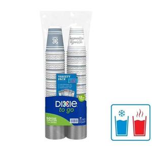 Dixie to Go Vasos desechables de papel multicolor de 12 oz con tapas de plástico 60 unidades para uso doméstico - Product Image 3