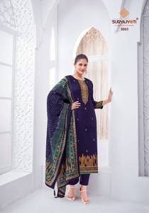 ผ้าซาตินพิมพ์ลายดิสชาร์จ งานปักฟอยล์ คอลเลคชั่น SURYAJYOTI แบรนด์ดัง ทรงปกติ ใส่ได้ทุกฤดู มีสินค้าพร้อมส่งสำหรับงานปาร์ตี้ - Product Image 4