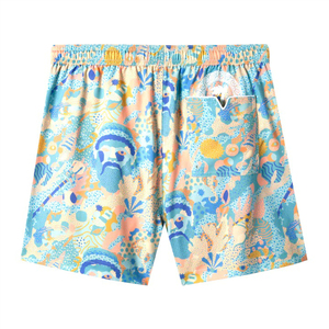 Short de plage personnalisé solide pastel Short de bain d'été léger à séchage rapide pour hommes Short de surf respirant à taille élastique écologique - Product Image 2