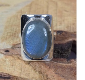 Bague de forme carrée en Labradorite naturelle Pierre de lune noire faite à la main en argent sterling 925 Cadeau de Noël - Product Image 3
