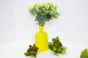 Jarrón Rectangular con Recubrimiento en Polvo Amarillo, Jarrón de Flores de Color Antiguo, Estilo Lujoso para el Hogar - Product Image 5