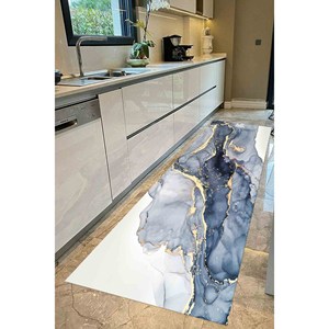 Tapis bleu marbré : Tapis d'appoint moderne abstrait scintillant, tapis doux non tissé - Product Image 5