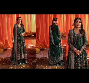 2025 nureh ชุดเดรสผ้าชีฟอง4ชิ้นตกแต่งและปักลายหรูหราพร้อมชุด dupatta pakistani salwar kameez - Product Image 2