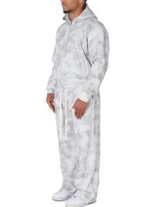 Conjunto Deportivo Personalizado para Hombre, Lavado Ácido, Decolorado por el Sol, Sudadera con Capucha y Cremallera Bordada y Pantalones Deportivos Desgastados - Product Image 3