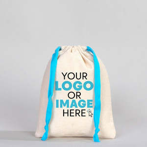 Bolsa de Tela con Asa Turquesa 6 W X 8 H (15.5 cm X 20 cm) Bolsas de Regalo Personalizables - Product Image 1