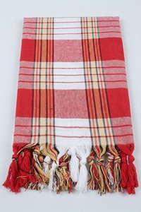 Toalla de Hammam Peshtemal 100% Algodón Turco al por Mayor, 80x180cm, Roja a Cuadros con Flecos, Secado Rápido, Hecha en Turquía - Product Image 6