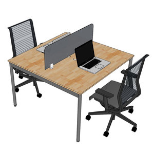 Mesa de Trabajo OMA II con Patas de Acero y Madera de Caucho para 2 Personas, 120x120cm HBOM210, Diseño Moderno, Muebles de Oficina, Escritorio de Trabajo con Doble Motor - Product Image 2