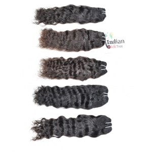 Lot de cheveux humains vierges indiens Remy naturels, bouclés, tissage double trame, double trame machine, non traités chimiquement, fabriqués - Product Image 5