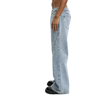Jean cargo évasé oversize à taille boutonnée, coupe droite, poches avant et arrière, en denim délavé, style vintage, coupe-vent, hiver