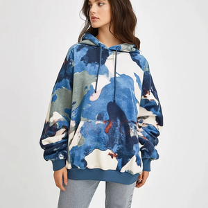 Sweat-shirt à capuche unisexe pour femmes et hommes, imprimé sur toute la surface, surdimensionné, épais, de haute qualité avec technique de lavage - Product Image 1