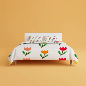 Set tempat tidur katun 100% kustom sprei cetak selimut penutup selimut kapas Set selimut linen murah untuk rumah India