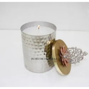 Hammered Texture Simple Standard Designer High Grade Gold Plated Premium Quality Metal Made Luxury Candle Jar With Lid Supplies - Product Image 6