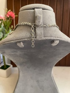 Conjunto de collar de diamantes de moissanita sintética en forma de Esmeralda de tres capas, conjunto de collar de moda, joyería nupcial para boda, hermoso conjunto - Product Image 4