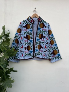 Chaqueta Suzani de algodón Unisex con bordado a mano, Abrigo acolchado de invierno para mujer, ropa corta transpirable de otoño, venta al por mayor, acabado - Product Image 6