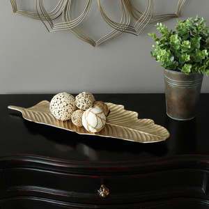 Cost Effective Aluminium Leaf Tray Handicraft <b>Decorative</b> Metal Platter For Wedding Dining <b>Table</b> Restaurant Home <b>Decor</b> Best Trays - Product Image 2