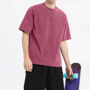 เสื้อยืดโอเวอร์ไซส์ผู้ชายวินเทจแขนสั้นสำหรับฤดูร้อนผ้าฝ้าย300Gsm ฟอกสีกรด - Product Image 5