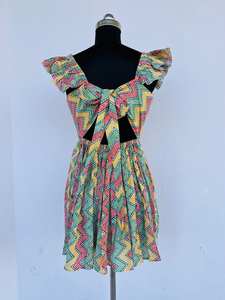 New Collection 100% Pure Cotton Hand Block Print Bohemian Multi Color Printed <b>Mini</b> Unique Back Design <b>Dress</b> for <b>Club</b> Party <b>Dress</b> - Product Image 4