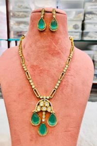 Premium Moissanite Polki Necklace Set for Women Bridal Set with Earrings Traditional Indian Necklace Ethnic <b>Statement</b> <b>Jewelry</b> - Product Image 5