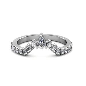 Bague de mariage en diamant cultivé en laboratoire en or 10 carats bague de fiançailles en forme de V avec diamant taille poire bijoux sans conflit - Product Image 2