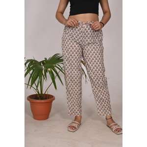 Cotton Block Print Pajamas for <b>Women</b> Floral Printed Sleepwear <b>Trousers</b> with Elastic Waist <b>Lightweight</b> & Comfy Fit Regular Size - Product Image 3