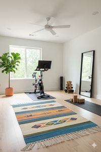 Handmade Woven Modern Floral Plush Cotton Rectangle <b>Rug</b> Reversible Backing Machine Washable Home <b>Camping</b> Travel Exercise Picnic - Product Image 3