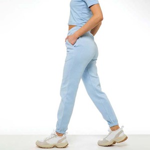 Nouveau design Logo broderie impression toile plat femmes Cargo pantalon automne coupe régulière taille moyenne couleur unie 100% coton - Product Image 3