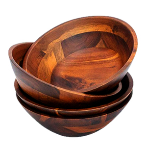 Cuenco redondo para servir ensalada de frutas para decoración de vajilla, diseño Simple, cuencos de madera de Color marrón, utensilios de cocina - Product Image 2