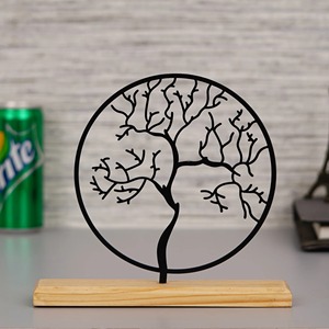 Sculpture de table en bois rond noir, objet décoratif artistique, table moderne pour la maison ou le bureau, provenance d'Inde - Product Image 4